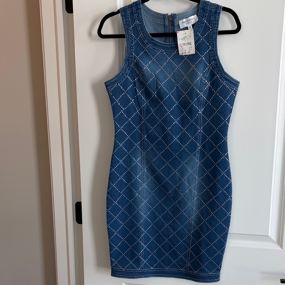 Eighty Eight Blue Diamond Pattern Denim/Jean Dress